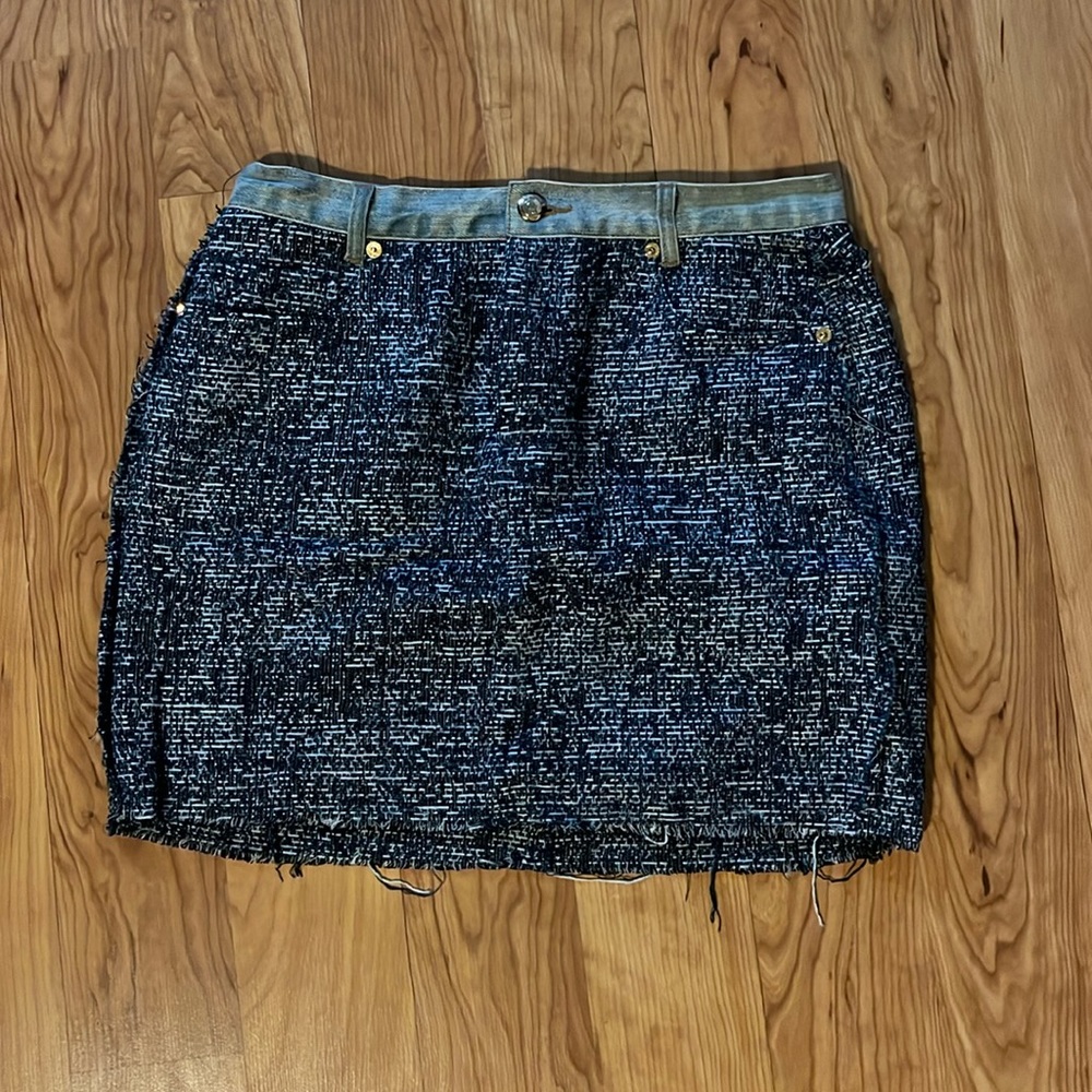 Tweed and denim skirt